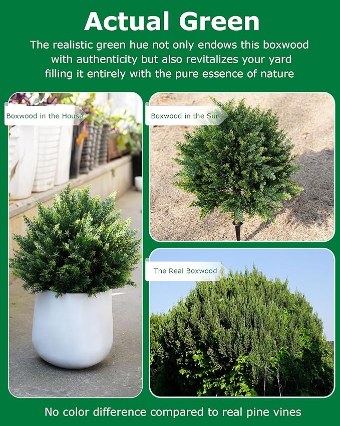 Artificial Cypress, 24'' Topiary Trees Artificial Outdoor, Faux Cedar Shurbs with Ground Spike, UV - Resistant Faux Plants for Outdoor planters, Set of 2 Fake Bushes Front Porch, Outside Garden Decor