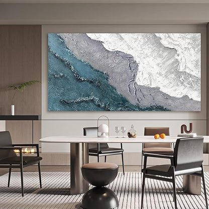 Canvas Wall Art Decor Large Blue White Wall Art Prints Abstract Canvas Art Wall Decor Abstract Oversized Artwork for Walls Coastal Modern Wall Art Decorations Bedroom Office Wall Art Decor 29" X 58"