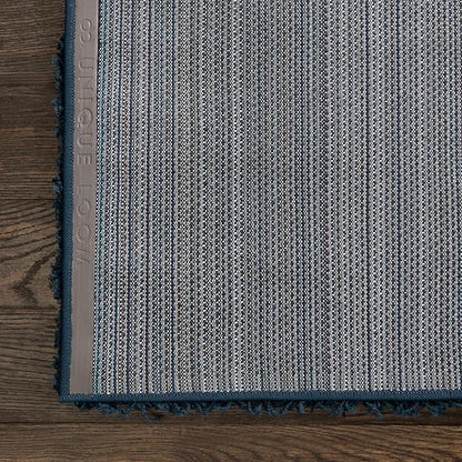 Unique Loom Solid Shag Collection Area Rug (6' 1" x 9' Rectangle, Sapphire Blue/ Navy Blue)