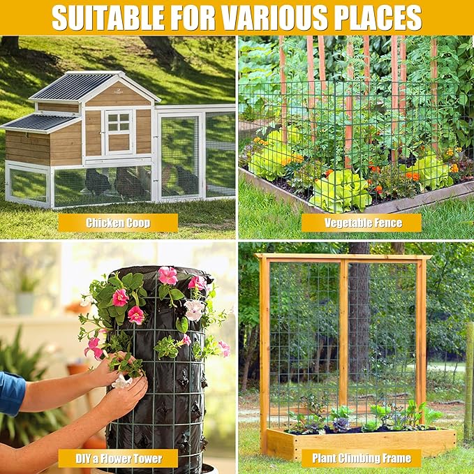 Green PVC Coated Welded Wire Fencing, 48in High x 50ft Long, 2 inch x 3 inch 16GA 2/3/4/5/6 Ft Tall Welded Wire Fence Rolls, Green Metal Garden Fence Wire Roll Garden Fencing for Yard