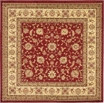 Rugs.com Aditi Collection Rug – 7' 10 Square Red Low Rug Perfect for Living Rooms, Kitchens, Entryways