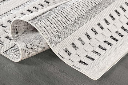 Beverly Rug Micro Loop Area Rug Gray/White 9x12 Geometric Modern Scandinavian Striped Durable Soft Indoor Rugs for Living Dining Room Office Stain Resistant Non Shedding Casual Indoor Carpet 9 x 12