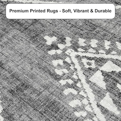ReaLife Rugs Machine Washable Area Rug Runner - Living Room Bedroom Bathroom Kitchen Entryway Office - Padded Low Pile Stain Resistant Premium - Moroccan Diamond Tribal - Jax - Gray 2'6" x 10'