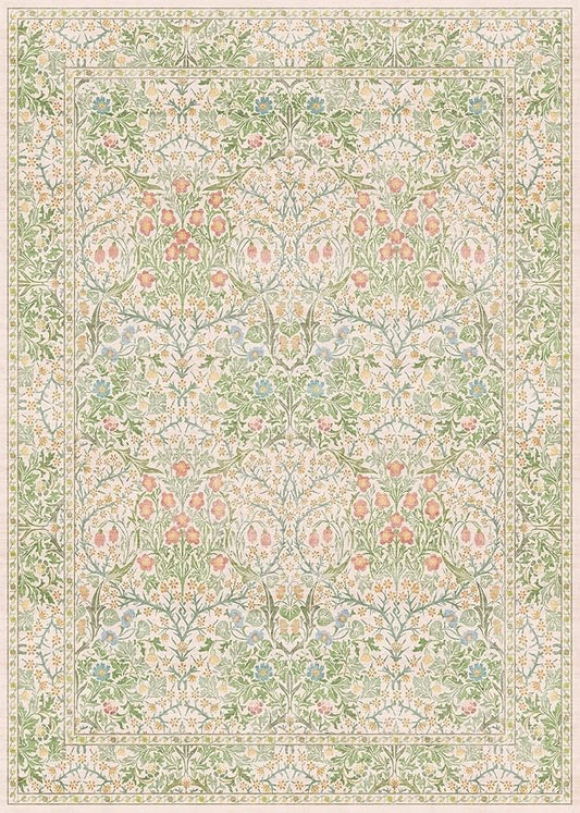 Hazo Haus Light Green Bedroom Rug 5x7 Area Rug for Living Room, Vintage Washable Floral Floor Mat for Nursery, Dining Room Low Pile Non Slip Stain Resistance Distressed Retro Indoor (5x7 Beige Green)