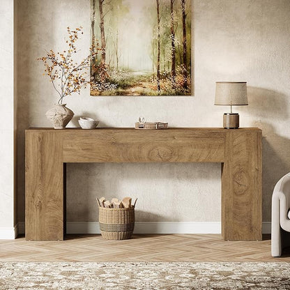 Tribesigns 71-Inch Long Console Table for Entryway, Farmhouse Sofa Console Behind Couch, Entry Table for Hallway, Foyer, Living Room, Burlywood
