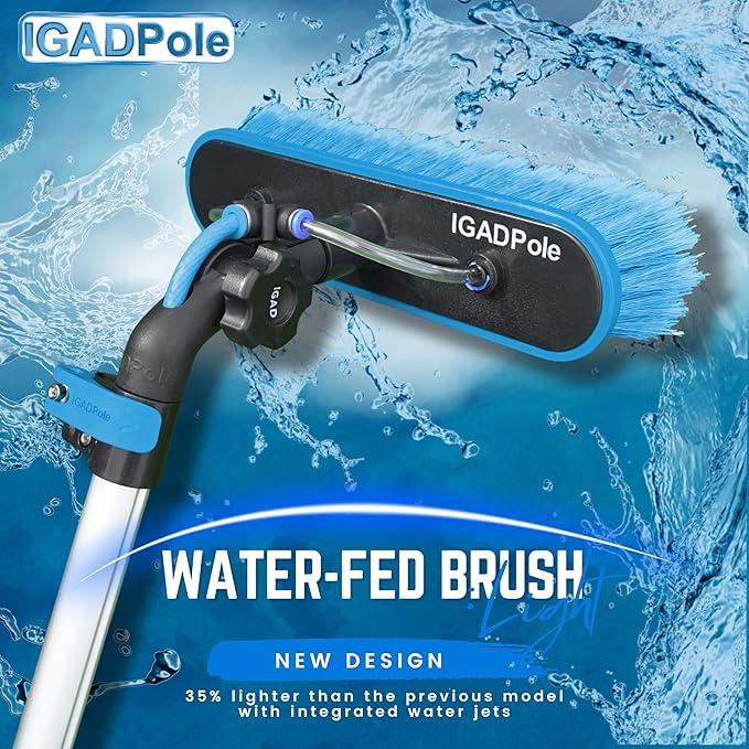 IGADPole Washing Kit: Water-fed Brush with Soap Dispenser, Cobweb Dusters, with 5-Stage Telescoping Pole 5-20ft Pole/Window and Dusting Cleaning Kit