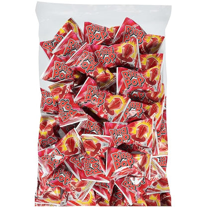 Ring Pop Red Valentine's Candy Lollipops, 30 Ct Bulk Individually Wrapped in Red Cherry Flavor, Full Size, Fun Hard Candy For Birthday Parties, Valentine's Gifts, Goodie Bags, Party Favors