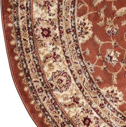 Rugs.com Aditi Collection Rug – 7' 10 Round Brick Red Low Rug Perfect for Kitchens, Dining Rooms