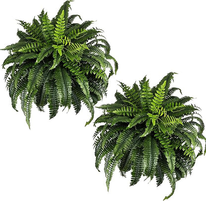 Giant Artificial Boston Ferns for Outdoors Large – UV Resistant Lifelike Faux Fern, Realistic Silk Greenery Plants Large Office, Home Decor, 2pack 88 Branches, 48 Inch Fake Fern Natural Green