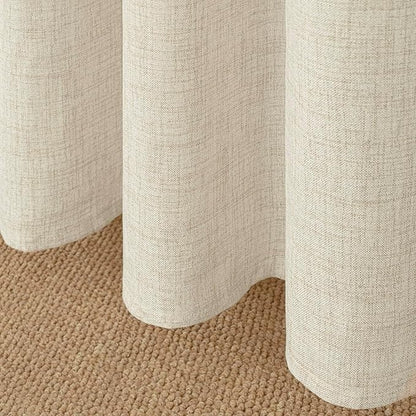 YoungsTex Curtains for Living Room 2 Panels - Ivory Cream Light Filtering Drapes with Back Tab Rod Pocket Rustic for Country Bedroom, Linen, 52 X 72 Inch