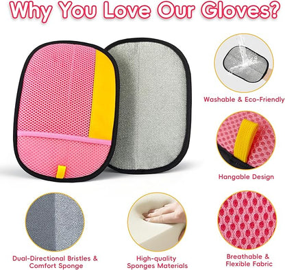 Thickened Ectrostatic Pet Hair Removal Glove, Magic Brush Pet Hair Remover Tool for Cat & Dog, Upgraded Reusable Pet Hair Gloves for Couch, Clothing, Carpet & Car Seat, Cat Grooming Gloves