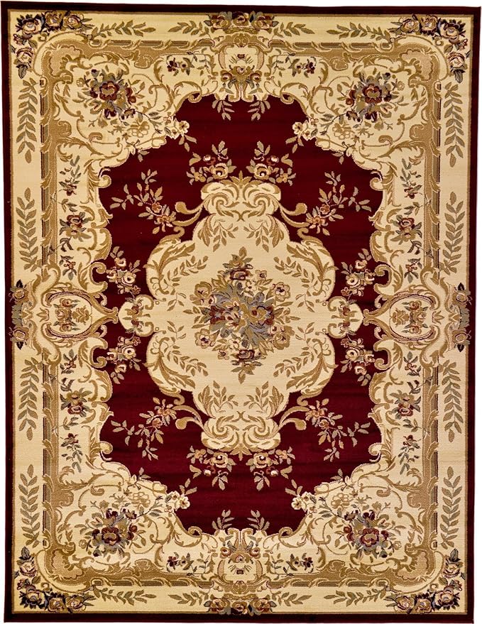 Rugs.com Chateau Collection Rug – 9x12 Red Medium-Pile Rug Perfect for Living Rooms, Large Dining Rooms, Open Floorplans
