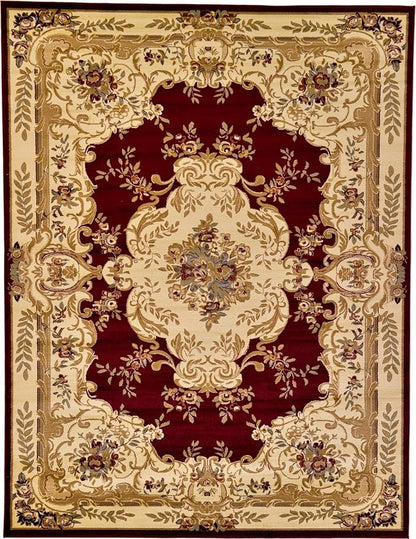 Rugs.com Chateau Collection Rug – 9x12 Red Medium-Pile Rug Perfect for Living Rooms, Large Dining Rooms, Open Floorplans