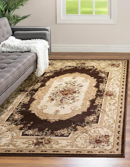 Rugs.com Chateau Collection Rug – 10 Ft Runner Cream Medium Rug Perfect for Entryways, Kitchens, Breakfast Nooks, Accent Pieces