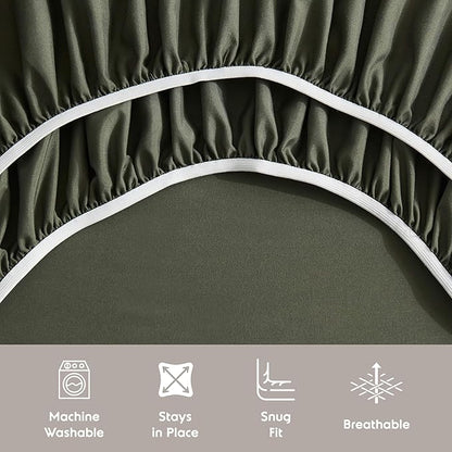 Nestl Full XL Sheet Set - Luxury 1800 Ultra-Soft Microfiber Full Extra Long Bed Sheets - Double Brushed - Deep Pockets - Easy Fit - 4 Piece Set - Bedding Sheets & Pillowcases (Full XL, Olive Green)