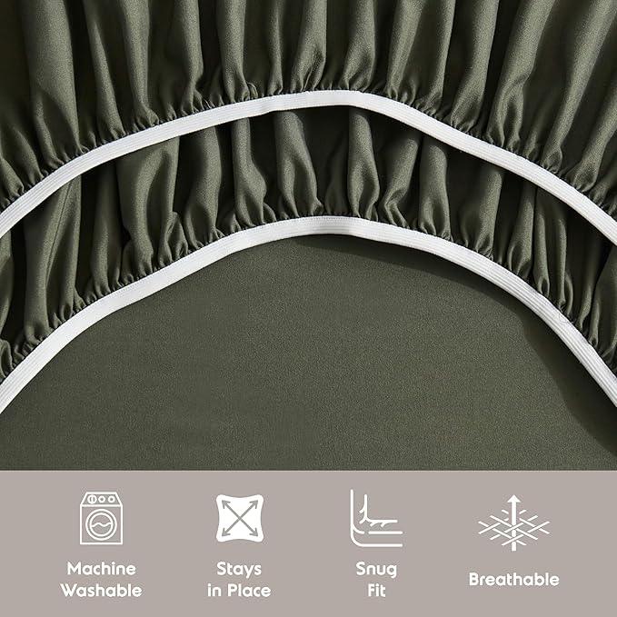 Nestl Twin XL Sheet Set - College Dorm Size - Luxury 1800 Ultra-Soft Microfiber Twin Extra Long Bed Sheets - Deep Pockets - Easy Fit - Extra Soft - 3 Piece Set (Twin XL, Olive Green)