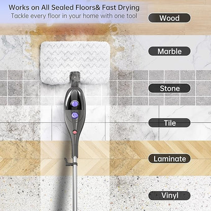 12 in 1 Steam Mop,Detachable Handheld Steam Cleaner for Hardwood Floors, Tile, Carpet, Clothes, Windows & Furniture, Lightweight Floor Steamer with 15S Fast Heat-Up & Adjustable Steam