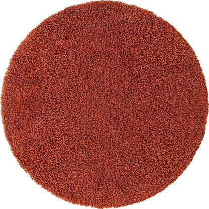 Unique Loom Solid Shag Collection Area Rug (5' 3" Round, Terracotta)