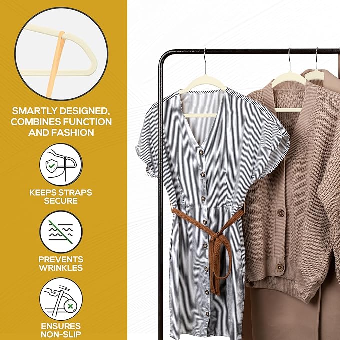 Premium Velvet Hangers 30 Pack Ultra Thin Non Slip Adult Felt Space Saving Suit Hanger for Closet Heavy Duty Coat Pants Jackets Dress Hangers 360° Swivel Hook Hold Upto 10 lbs Ivory