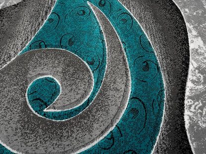 Ultra Soft Area Rug Hand Carved - Modern Abstract Design for Indoor Living Room & Bedroom - Stain Resistant, Easy to Clean - (5x7, Turquoise)