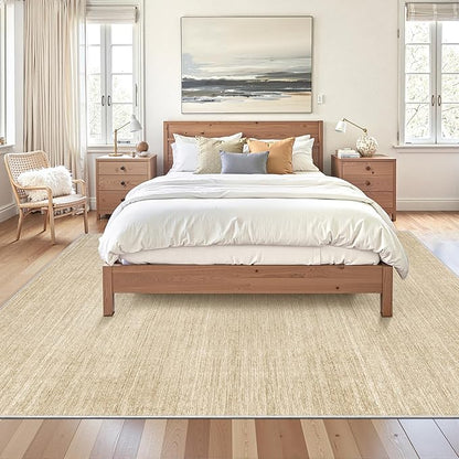 Art&Tuft Washable Rugs 6x9, Low Pile Area Rugs for Living Room - Non Slip and Stain Resistant Soft Thin 6x9 Rug for Bedroom, Dining Room, Kitchen, Office, Brown