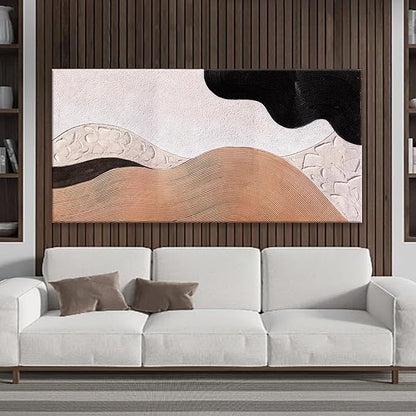 Suconvng Large Abstract Wall Art For Living Room Brown Canvas Art Wall Decor Picture Painting Black Abstract Art Maximalist Artwork For Bedroom Dinning Room Modern Home Wall Decor 29x58 In