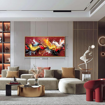 Ouzzlie Colorful Wall Decor Red Art for Living Room Large Wall Pictures Abstract Artwork Home Decor Prints Wall Art 29"x 59"