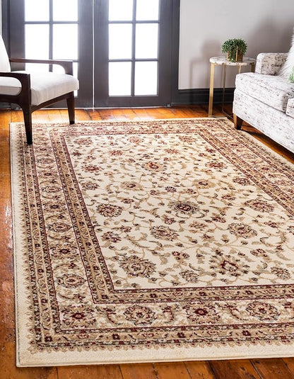 Rugs.com Aditi Collection Rug – 7' 10 x 11' Cream Low Rug Perfect for Living Rooms, Large Dining Rooms, Open Floorplans