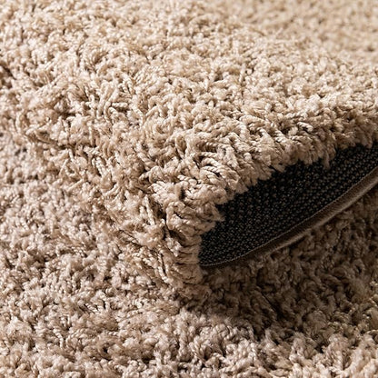 Unique Loom Solid Shag Collection Area Rug (7' 1" Round, Taupe)