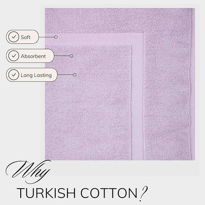 TEXTILOM Luxury 2 Pack Banded Cotton Bath Mats for Bathroom Floor [ Hotel, Spa, Tub, Shower Bath Mat Floor Towel Set ], Machine Washable & Soft & Absorbent & Quick Dry (20''x34'')- Lilac