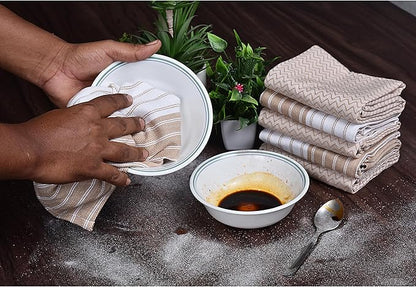 100% Cotton Kitchen Towels, Super Absorbent and Quick-Dry Dish Towels with Hanging Loop, Extra Large 18x28 Inches – Lint-Free, Soft and Durable – Beige, Pack of 4