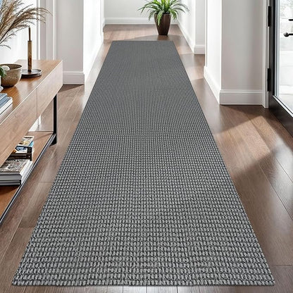 EARTHALL Woven Runner Rug 3x10 Ft Washable Runners for Hallways Long Non Slip Rubber Backed Kitchen Runner Braided Indoor Floor Carpet Runners for Entryway, Hallway, Kitchen, Dark Gray