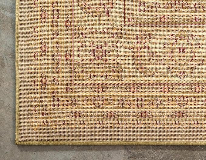 Rugs.com Aditi Collection Rug – 5 Ft Square Green Medium-Pile Rug Perfect for Living Rooms, Kitchens, Entryways