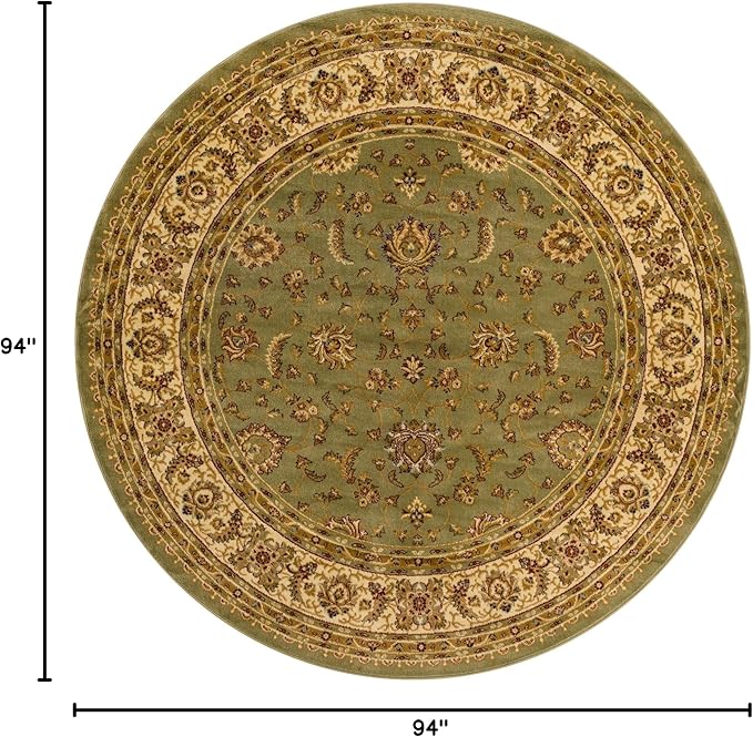 Rugs.com Aditi Collection Rug – 7' 10 Round Green Low Rug Perfect for Kitchens, Dining Rooms