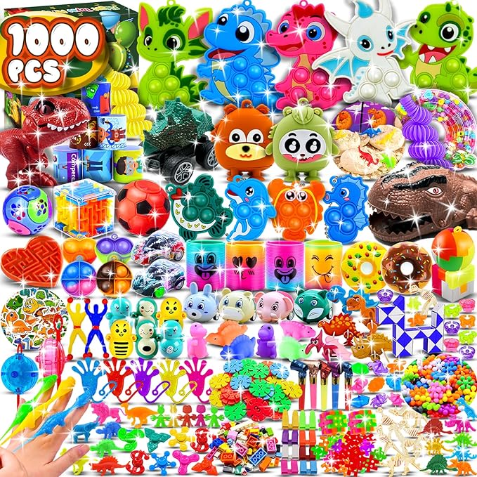 1000+ Party Favors for Kids, Fidget Toys Bulk Pack,Prize Box, Goodie Bag & Pinata Stuffers for Classroom Rewards and Carnival Prizes