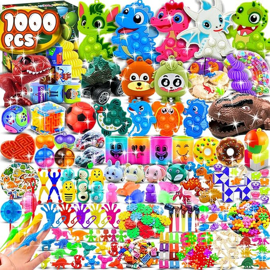 1000+ Party Favors for Kids, Fidget Toys Bulk Pack,Prize Box, Goodie Bag & Pinata Stuffers for Classroom Rewards and Carnival Prizes
