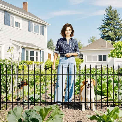 ARIFARO Decorative Metal Garden Fence 24" high x 24" Wide 5 Pack, Animal Barrier for Dog Pet,Border Garden Fencing for Outdoor Patio Lawn Yard Flower Bed