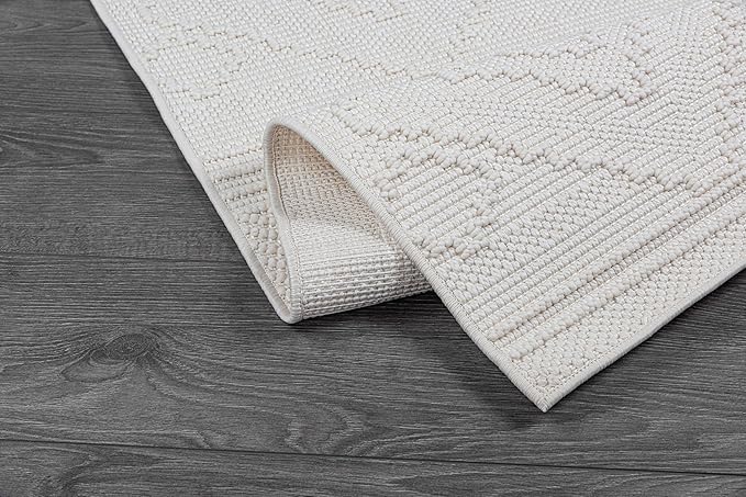 Beverly Rug Micro Loop Area Rug White 8x10 Modern Luxury Soft Boho Geometric Durable Indoor Area Rugs for Living Dining Room Office Stain Resistant Non Shedding Casual Indoor Carpet White 8 x 10