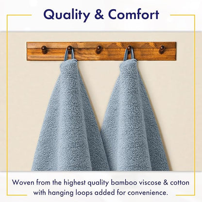 Ultra Soft & Plush Viscose from Bamboo Bath Towels - 700 GSM Luxury Bath Towels - 6 Piece Set - Super Absorbent & Quick Drying (Chambray)