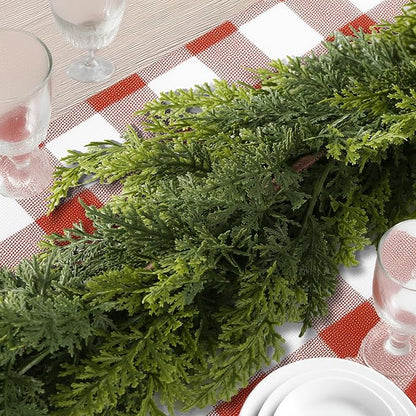 9FT Real Touch Norfolk Christmas Pine Garland, Lifelike Artificial Bendable Greenery Garland for Front Door, Mantle, Staircase, Windowsill Indoor Outdoor Christmas Decorations