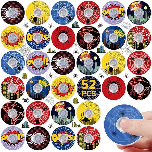SCIONE 52 Pcs Fidget Spinner for Kids, Bulk Spidey Party Favors Fidget Toys, 1.57" Mini Spider Spinners for Birthday Goodie Bag Fillers, Classroom Rewards & Prize Box Stuffers