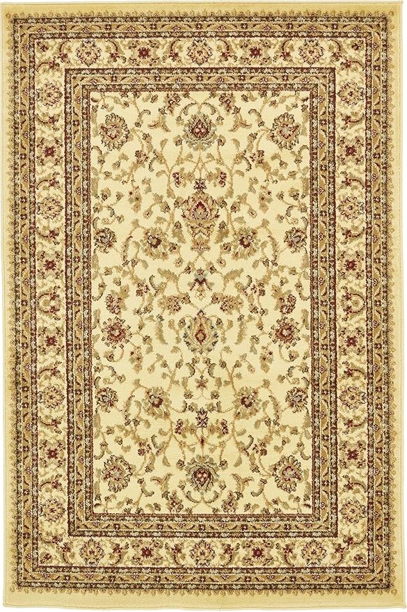 Rugs.com Aditi Collection Rug – 4' x 6' Cream Low Rug Perfect for Living Rooms, Large Dining Rooms, Open Floorplans