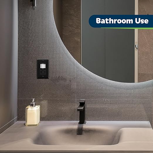 TOPGREENER in Wall PIR Motion Sensor Light Switch, Occupancy Sensor Switch, 𝐍𝐞𝐮𝐭𝐫𝐚𝐥 𝐖𝐢𝐫𝐞 𝐑𝐞𝐪𝐮𝐢𝐫𝐞𝐝, On/Off Override, 𝐒𝐢𝐧𝐠𝐥𝐞 𝐏𝐨𝐥𝐞, 4A, 500W, TSOS5-BKWP,Black,4 Pack