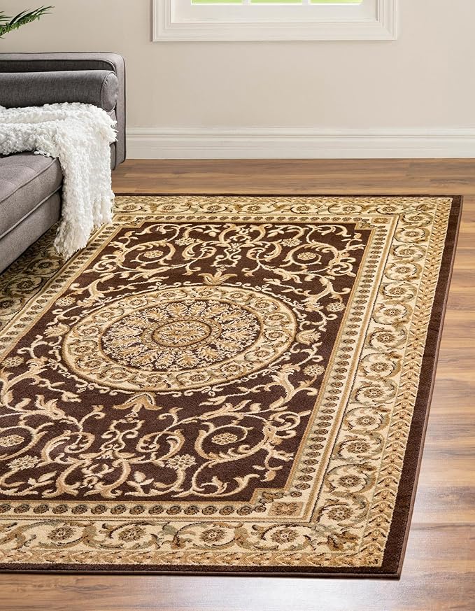 Rugs.com Chateau Collection Rug – 10x16 Brown Medium-Pile Rug Perfect for Living Rooms, Large Dining Rooms, Open Floorplans