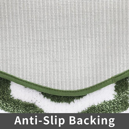 COSY HOMEER Extra Thick Bath Rugs Set - Anti-Slip Bath Linen Sets Mats Soft Plush 100% Strong Polyester Living Room Bathroom Water Absorbent(Green,24x48+20×32 - Inches)