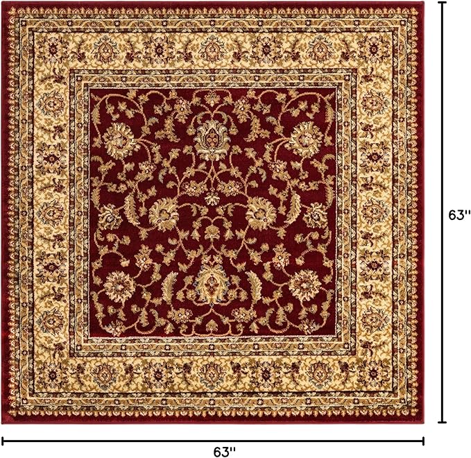 Rugs.com Aditi Collection Rug – 5' 3 Square Red Low Rug Perfect for Living Rooms, Kitchens, Entryways