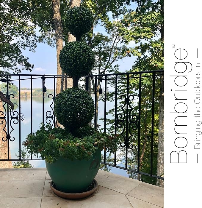 Bornbridge 4' Boxwood Ball Tree - Lifelike Artificial Outdoor Plant, UV Resistant, No Water Required, Can Be Planted in Ground or Used as Patio Decor