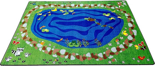 Nature All Around Us Daycare Rug, 7'6" x 12' Rectangle, Educational Classroom Rug, Kids Learning Play Mat | Area Rug for Bedroom or Playroom
