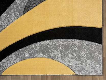 Ultra Soft Area Rug Hand Carved - Modern Abstract Design for Indoor Living Room & Bedroom - Stain Resistant, Easy to Clean - (2'7''x7, Yellow)
