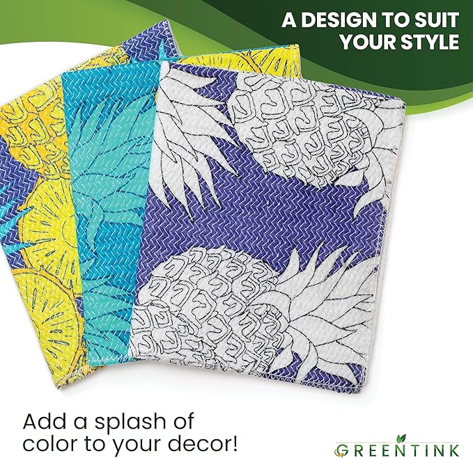 Eco-Friendly Reusable Dish Cloth Set – 10-Pk Multipurpose Kitchen Cleaning Cloth Made from Recycled Materials – Absorbent Dish Towels & Non-Scratch Cleaning Rags, 12x12 in.